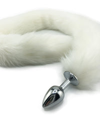 32" Extra Long Faux Cat Tail Butt Plug - White - TFA