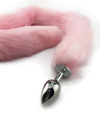 32" Extra Long Faux Cat Tail Butt Plug - Pink - TFA