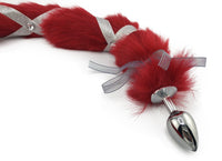 Jeweled Extra Long Red Faux Cat Tail Bling Plug - Fetish Academy Exclusive - THE FETISH ACADEMY 