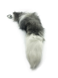 20"-22" Stunning Genuine Indigo Fox Tail Butt Plug - One of a Kind! - THE FETISH ACADEMY 