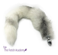 36" Extra Long Sewn Genuine Indigo Fox Tail Butt Plug - Fetish Academy Exclusive - THE FETISH ACADEMY 