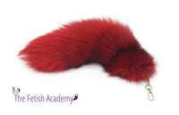 15" Red Dyed Platinum Fox Fur Clip on Tail - THE FETISH ACADEMY 
