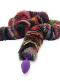 6 Foot Long Multicolor Fox Tail Butt Plug - Longest Tail Ever! - 72" - THE FETISH ACADEMY 