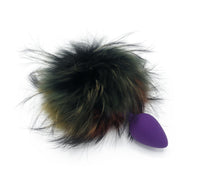 Multicolor Dyed Raccoon Fur Bunny Tail Butt Plug - THE FETISH ACADEMY 