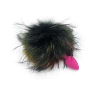 Multicolor Dyed Raccoon Fur Bunny Tail Butt Plug - THE FETISH ACADEMY 
