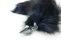 20" Sapphire Dyed Silver Fox Tail Butt Plug - TFA