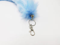 15" FAUX Fox Fur Clip on Tail With Key Chain - Light Blue - TFA