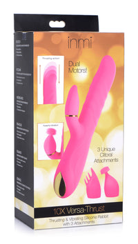 10X Versa-Thrust Vibrating and Thrusting Silicone Rabbit with 3 Attachments - TFA