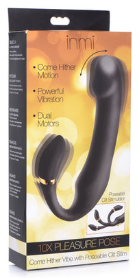 10X Pleasure Pose Come Hither Silicone Vibrator with Poseable Clit Stimulator - TFA