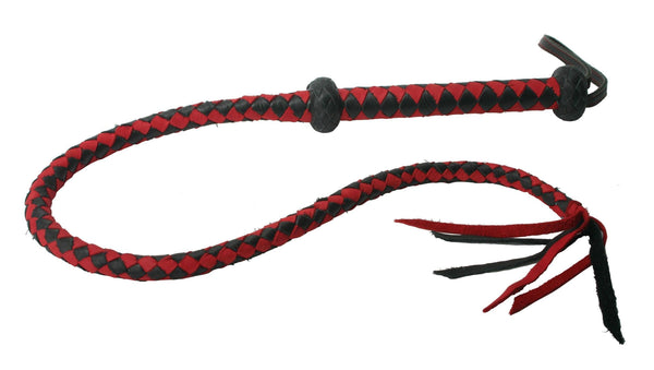 Premium Red and Black Leather Whip - TFA