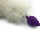 10" Extra Small Genuine White Fox Tail Butt Plug - THE FETISH ACADEMY 
