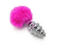 Faux Fur Bunny Tails With Spiral Stainless Steel Plug, Six Colors! - TFA