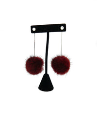 Mink Fur Pom Dangling Earrings - THE FETISH ACADEMY 