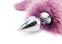 16"-18” Stunning Violet Dyed White Fox Tail Butt Plug - TFA
