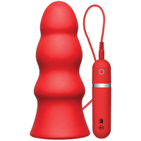 Kink Vibrating Silicone Butt Plug Rippled 7.5 Red -Doc Johnson -BEST SELLERS - TFA