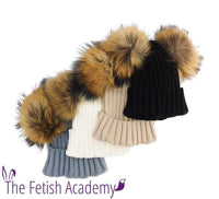 Knitted Beanie with Two Removable Poms - THE FETISH ACADEMY 