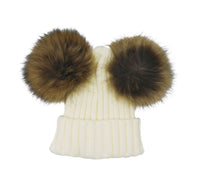 Knitted Beanie with Two Removable Poms - THE FETISH ACADEMY 