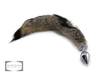 13"-14" Genuine American Grey Fox Tail Butt Plug - TFA