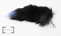 12"-13" Dyed Silver Fox Clip on Tail with Key Chain - Blue Tip - TFA