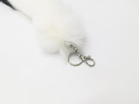 15" FAUX Fox Fur Clip on Tail With Key Chain- Black and White - TFA