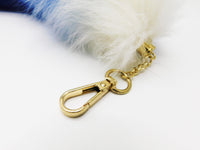14"-16" Dyed White Fox Fur Clip on Tail - Blue Gradient - TFA