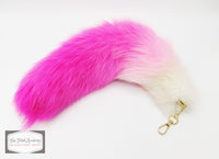14"-16" Dyed White Fox Clip on Tail - Pink Gradient - TFA