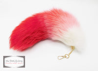 14"-16" Dyed White Fox Clip on Tail - Red Gradient - TFA