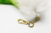 14"-16" Dyed White Fox Fur Clip on Tail - Green Gradient - TFA