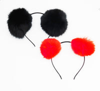 Red Dyed Silver Fox Tail Clip On and Ears Set - TFA