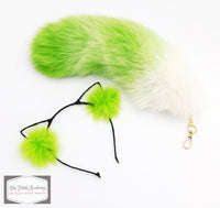 Fox Fur Clip On Tail and Ears Set - Green Gradient - TFA