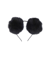 Black Rabbit Fur Pom Pom Ears - TFA