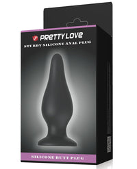 Pretty Love 6.1" Sturdy Silicone Anal Plug - Black - THE FETISH ACADEMY 