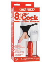 Ultra Harness 2 W-8" Ultraskyn Cock - White - THE FETISH ACADEMY 