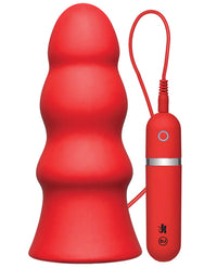 Kink Vibrating Silicone Butt Plug Rippled 7.5" - Red - THE FETISH ACADEMY 