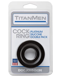Titanmen Platinum Silicone Cock Ring - Black Pack Of 2 - THE FETISH ACADEMY 