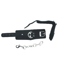 Strapped Plush Restraints Fur Lined Leather Cuffs - Black - THE FETISH ACADEMY 