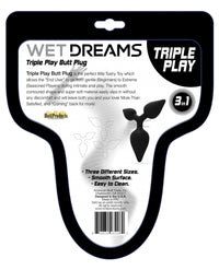 Wet Dreams Triple Play Anal Plug - Black - THE FETISH ACADEMY 