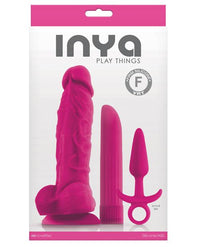 Inya Play Things Set Of Plug, Dildo & Vibrator - Pink - TFA