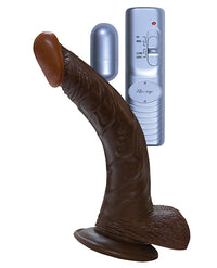 Real Skin Afro American Whoppers 8" Vibrating Dong W-balls - THE FETISH ACADEMY 
