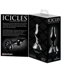 Icicles No. 77 Hand Blown Glass Rose Butt Plug - Black - THE FETISH ACADEMY 