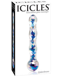 Icicles No. 8 Hand Blown Glass Massager - Clear W-inside Blue Swirls - THE FETISH ACADEMY 