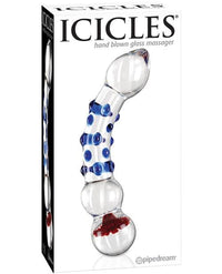 Icicles No. 18 Hand Blown Glass Massager - Clear W-blue Knobs - TFA