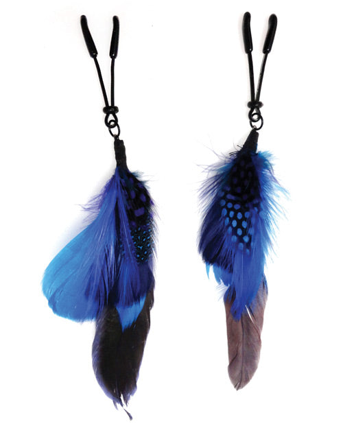 Bijoux De Nip Colored Feather W-black Wide Tweezer Clamp - THE FETISH ACADEMY 