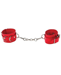 Shots Ouch Leather Cuffs - Red - THE FETISH ACADEMY 