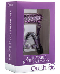 Shots Ouch Adjustable Nipple Clamps W-chain - Purple - THE FETISH ACADEMY 