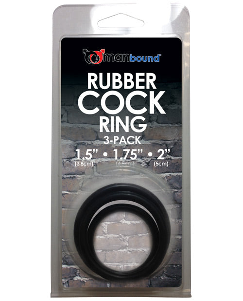 Manbound Rubber Cock Ring - Pack Of 3 - THE FETISH ACADEMY 