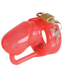 Malesation Silicone Penis Cage Small - Red-clear - THE FETISH ACADEMY 