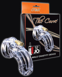Cb-6000 3 3-4" Curved Cock Cage & Lock Set  - Clear - THE FETISH ACADEMY 
