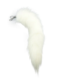 15" FAUX Fox Fur Clip on Tail with Key Chain - White - TFA