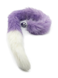 32" Extra Long Faux Cat Tail Butt Plug - Lavender and White - TFA